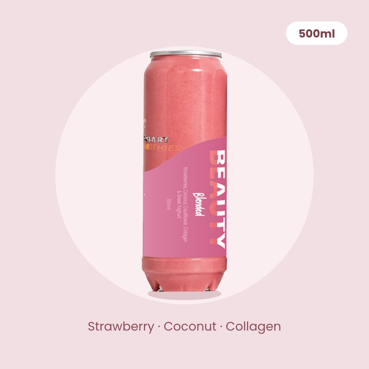 Beauty smoothie can, 500ml - strawberry, coconut and collagen
