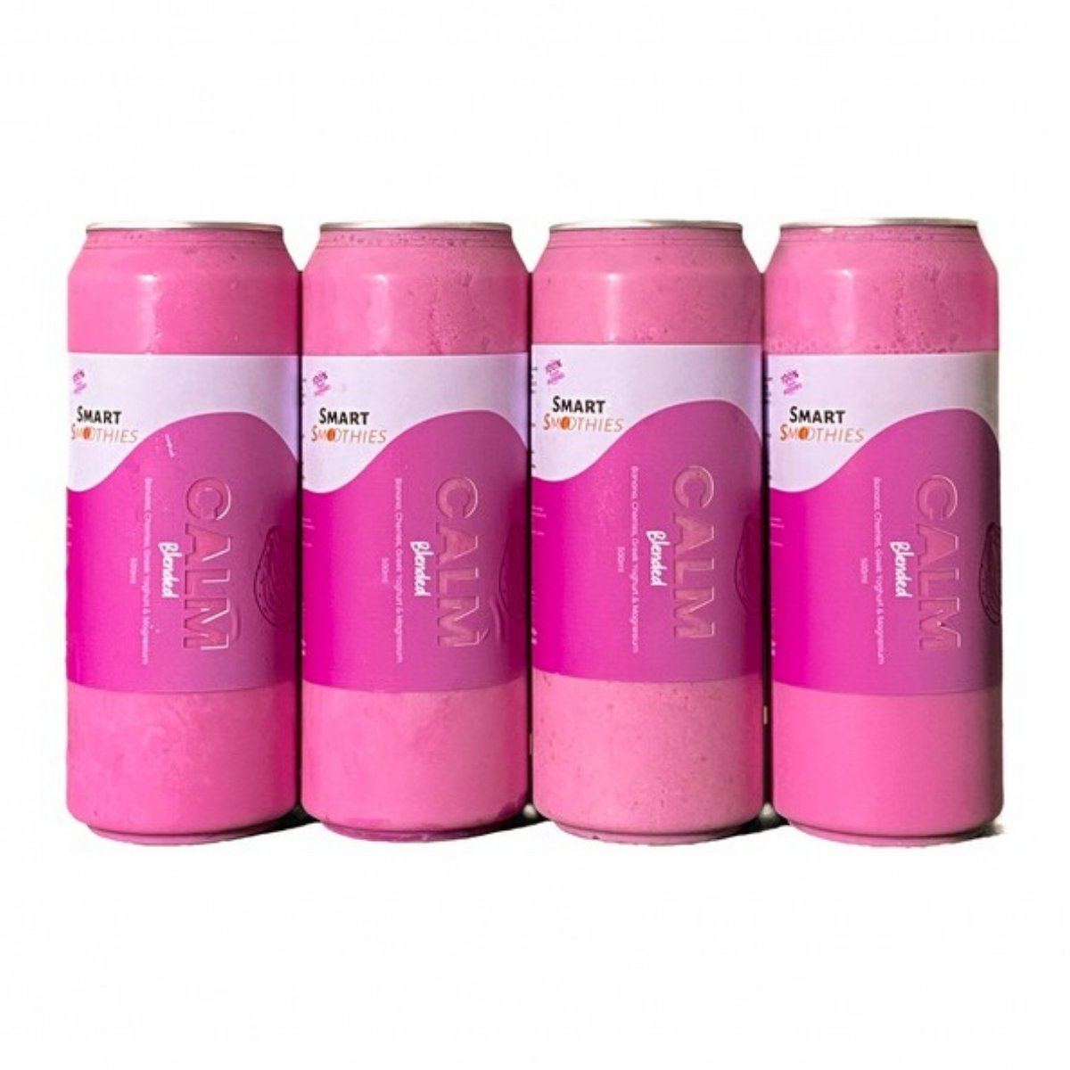 Smart Smoothies Calm smoothie 4-pack, four 500ml cans, front view