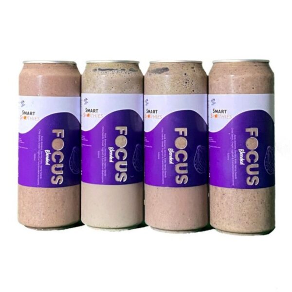 Smart Smoothies Focus smoothie 4-pack, four 500ml cans, front view
