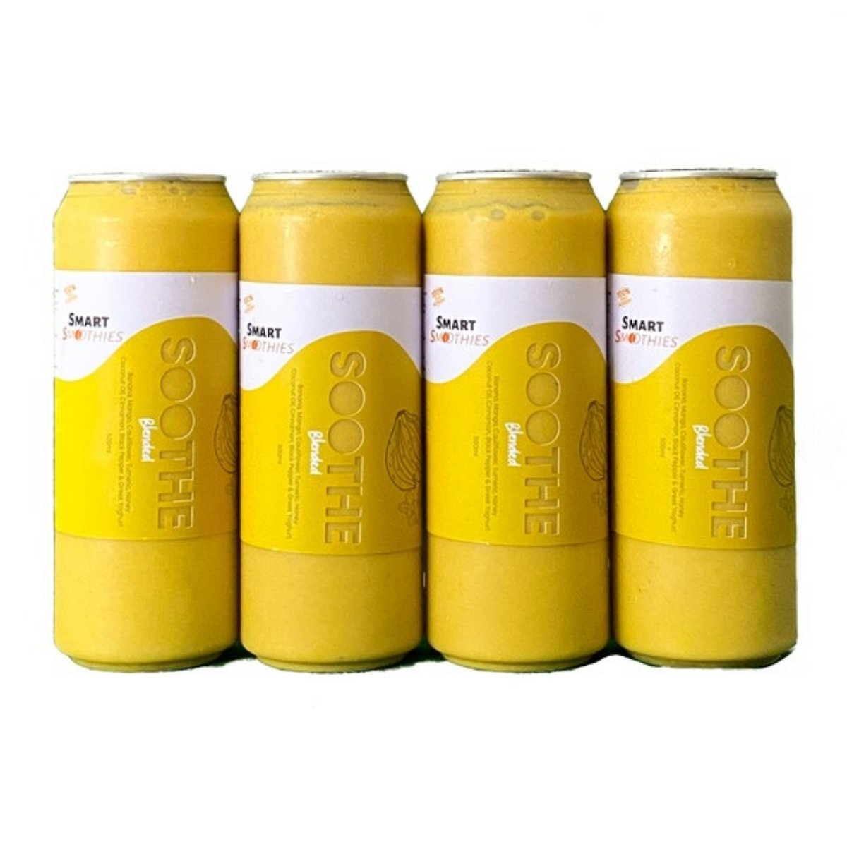 Smart Smoothies Soothe smoothie 4-pack, four 500ml cans, front view