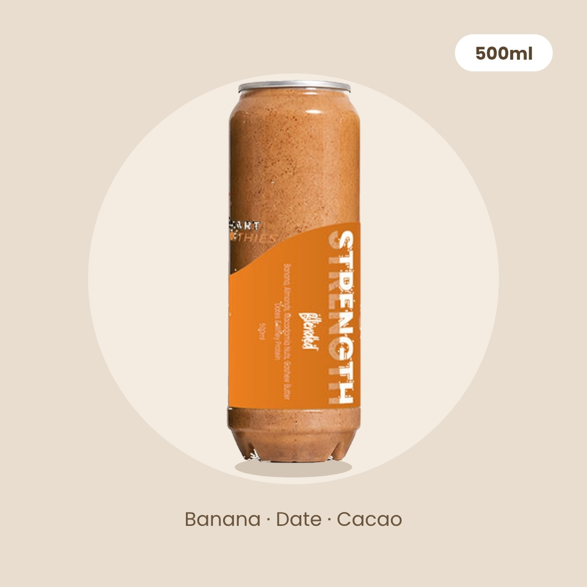Strength smoothie can, 500ml - banana, date and cacao