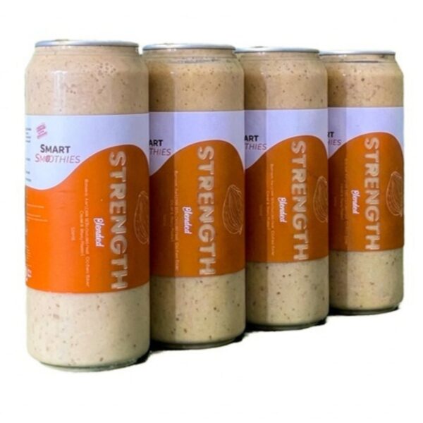 Smart Smoothies Strength smoothie 4-pack, four 500ml cans, angled view